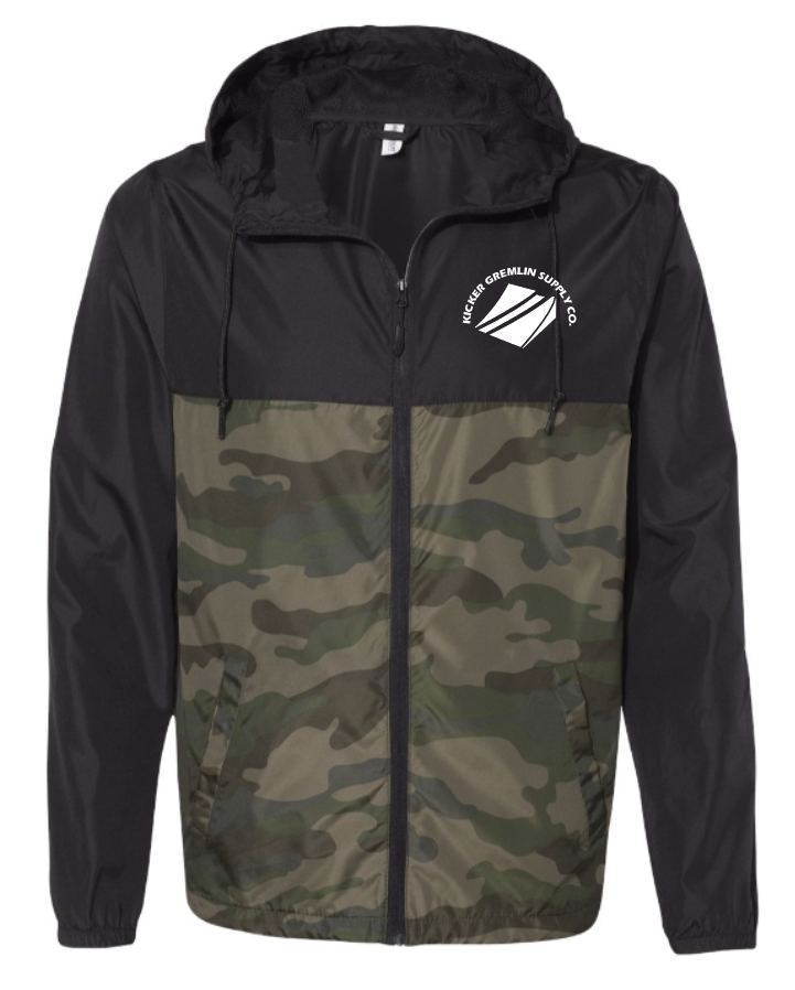 Black/Camo Full Zip Windbreaker