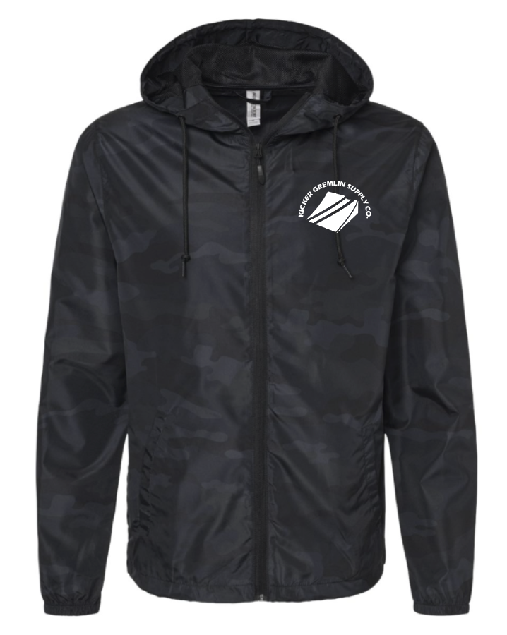 Black Camo Full Zip Windbreaker